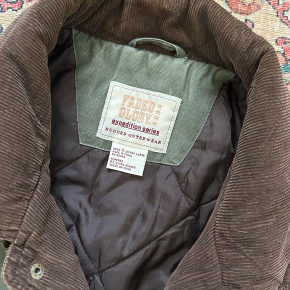 Vintage Faded Glory Moss Green Chore Coat/Work Jacket W/Corduroy Mens XL - Picture 2 of 9